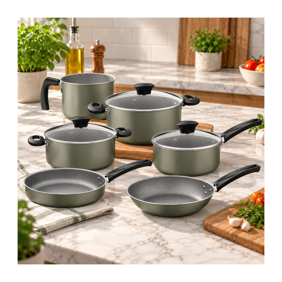Batería de Cocina Tramontina Michigan 9 Piezas Verde 27899571