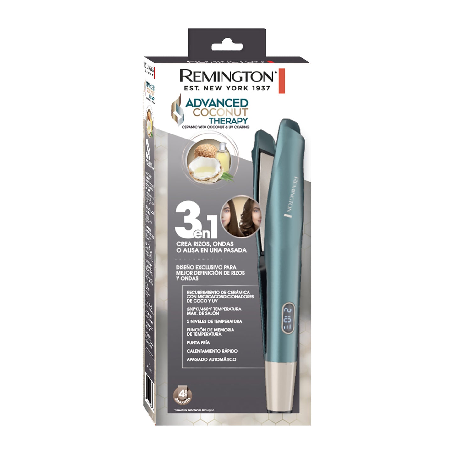 Plancha Alaciadora Remington Advanced Coconut 3 en 1 Verde S16A
