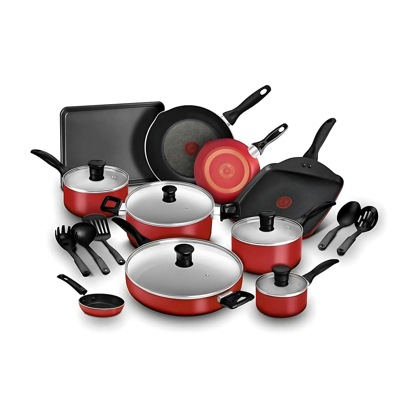 Batería de Cocina T-fal Supercook Titanium 24 Piezas Roja B937SK84
