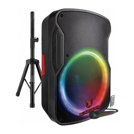 Bafle Profesional 15 Pulgadas KSR Recargable con Tripié y Micrófono MSA-7515MX