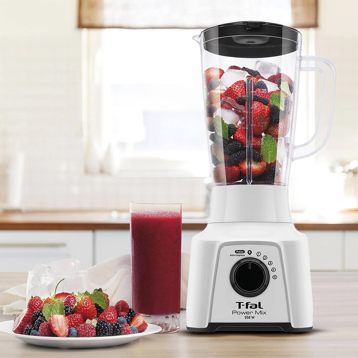 Licuadora Tfal Power Mix Vaso de Plástico 2 Litros Blanca LN2841MXN