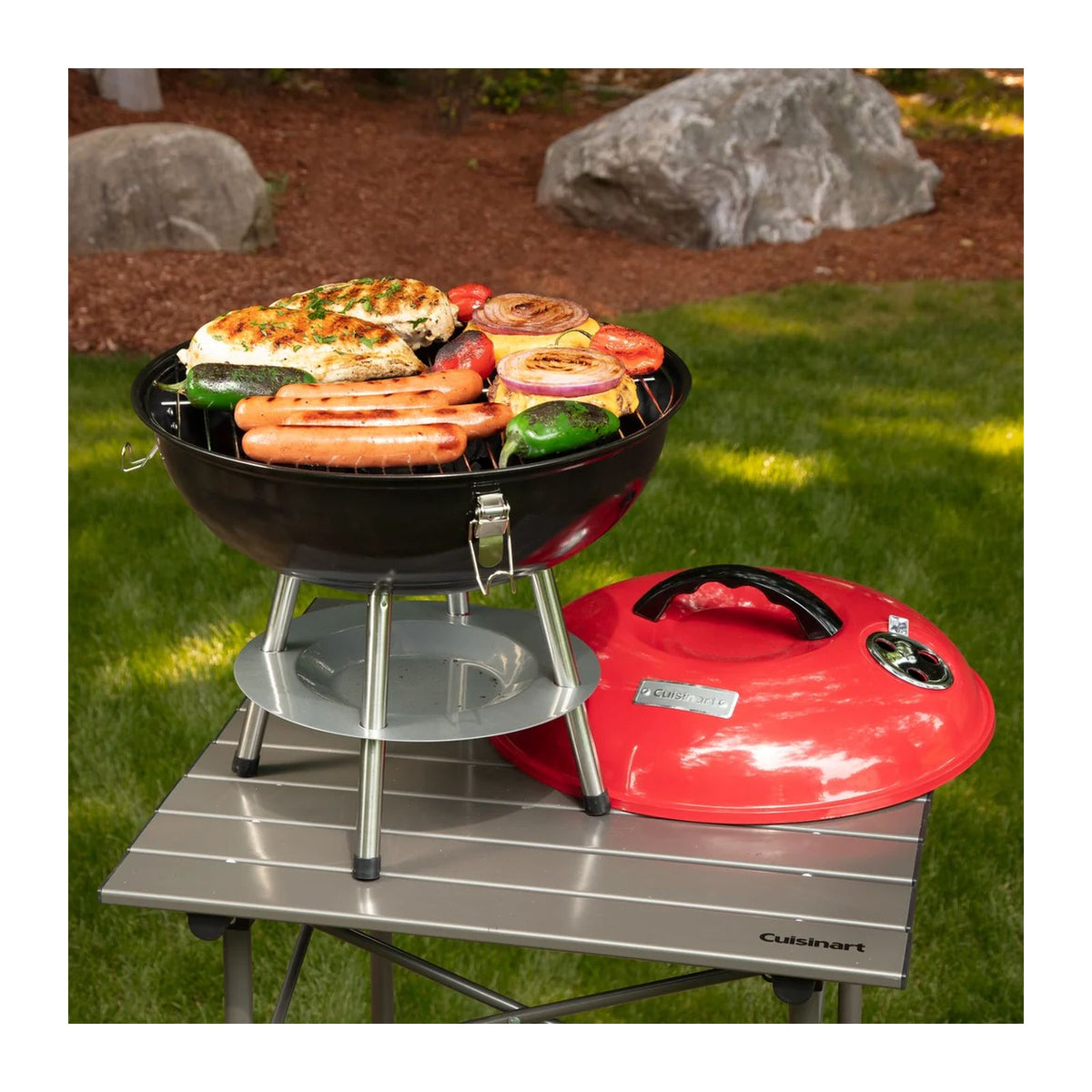 Asador Portátil de Carbón 14 Pulgadas Rojo CCG-190RBES