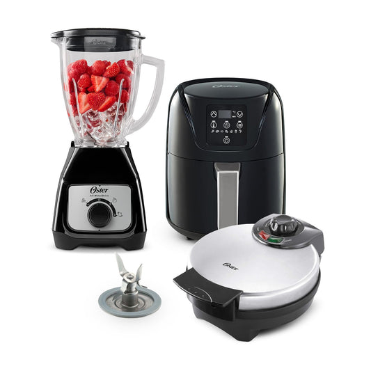 Combo Aniversario Oster Licuadora + Freidora de Aire + Waflera + Cuchilla