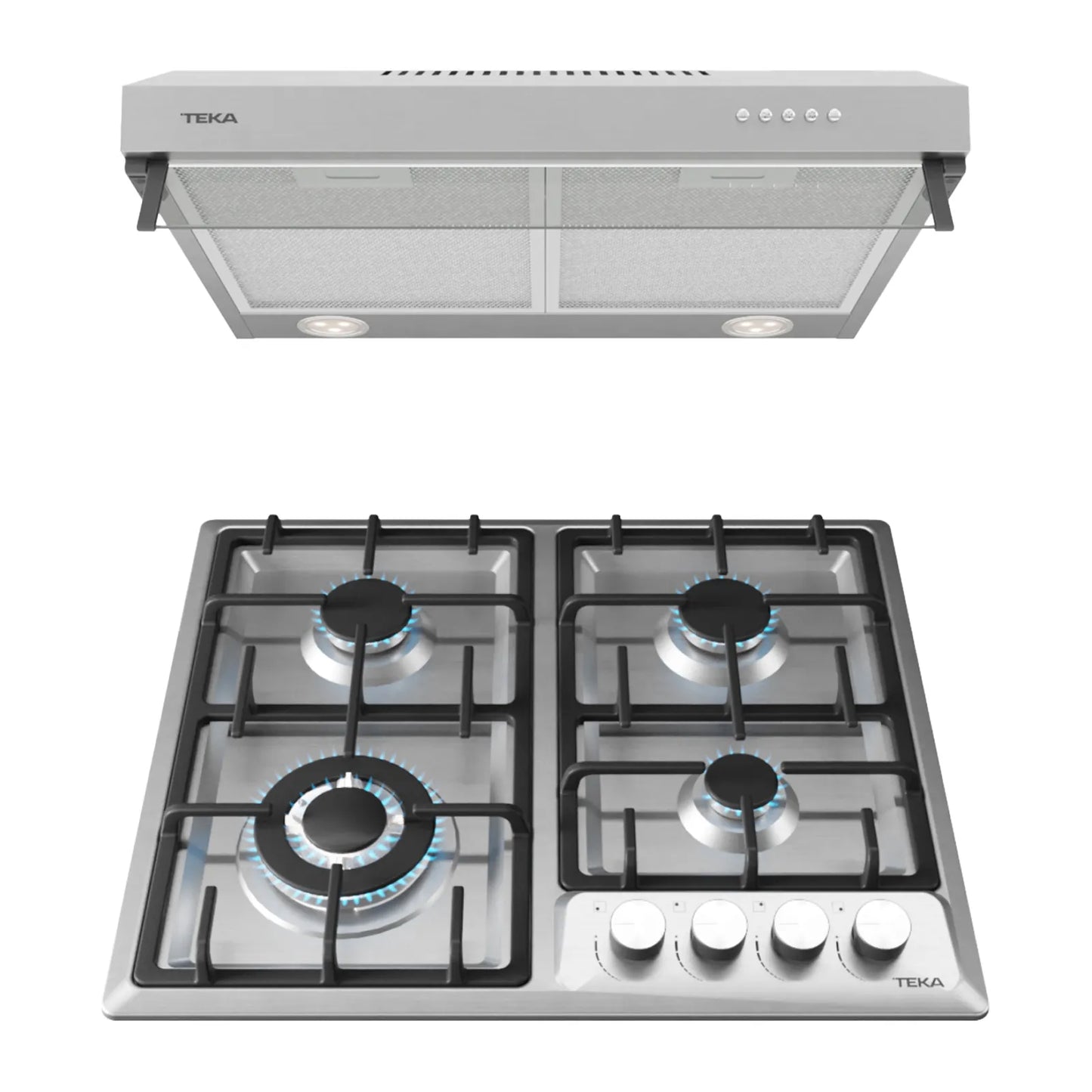 Combo Parrilla Acero Inoxidable de Gas + Campana Empotrable Teka Duetto Deluxe 60