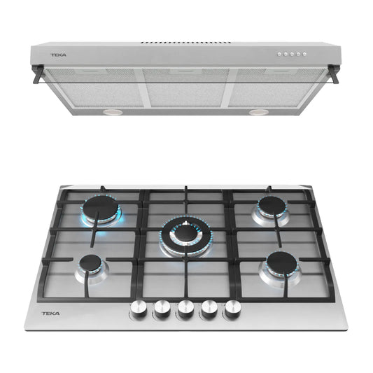 Combo Parrilla Acero Inoxidable de Gas + Campana Empotrable Teka Duetto Deluxe 75