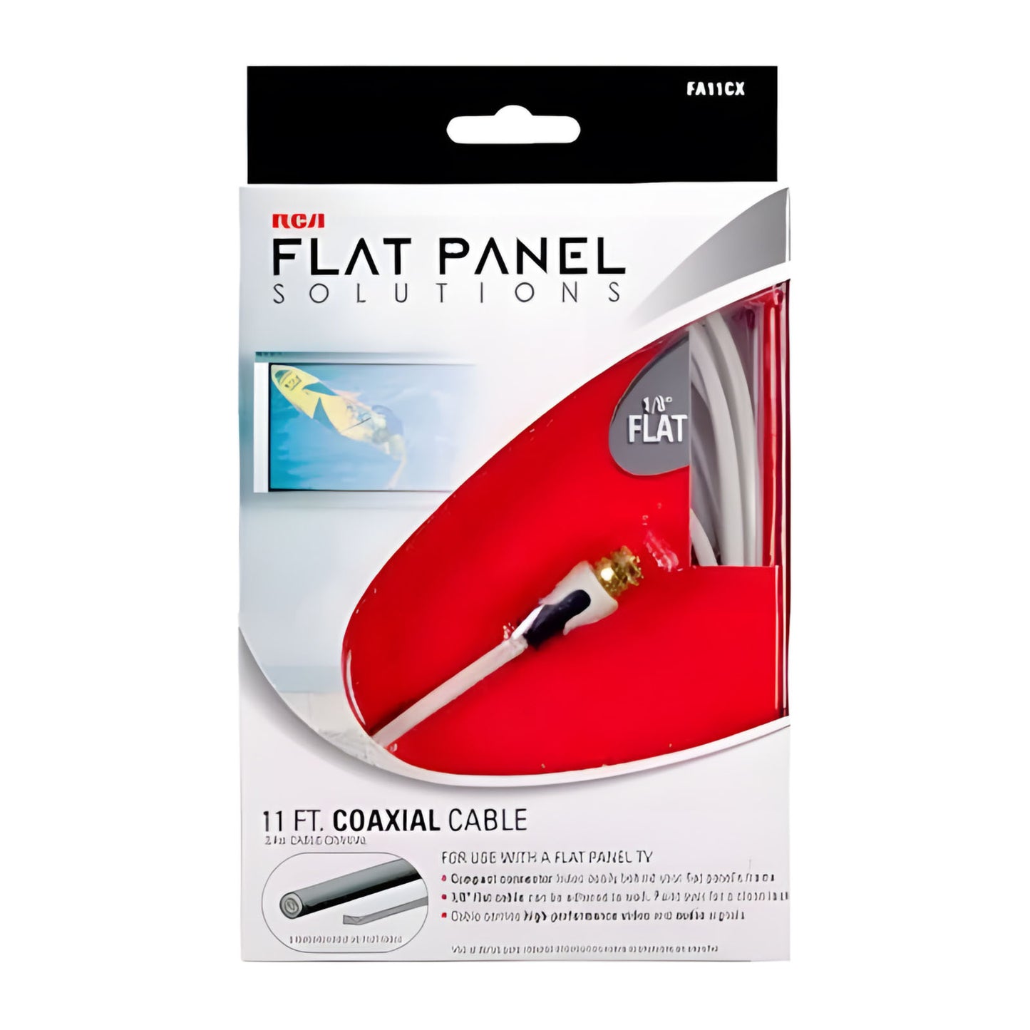 Cable Coaxial Rg6 Plano Hdtv 3.3m Blanco RCA Fa-11cx