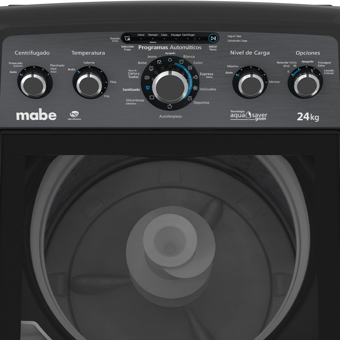 Lavadora Automática Mabe 24 Kilos Carga Superior Negra LMA74215WDAB1