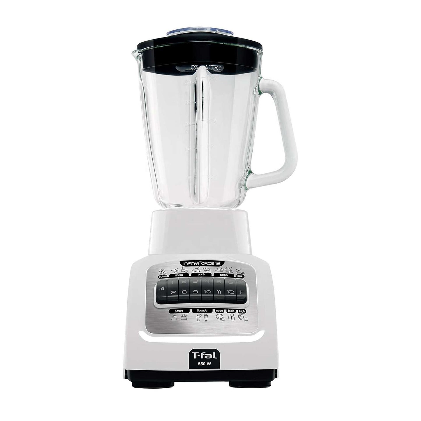 Licuadora T-fal Infinyforce 12 Vaso de Vidrio 1.25 Litros Blanca LN8121MX