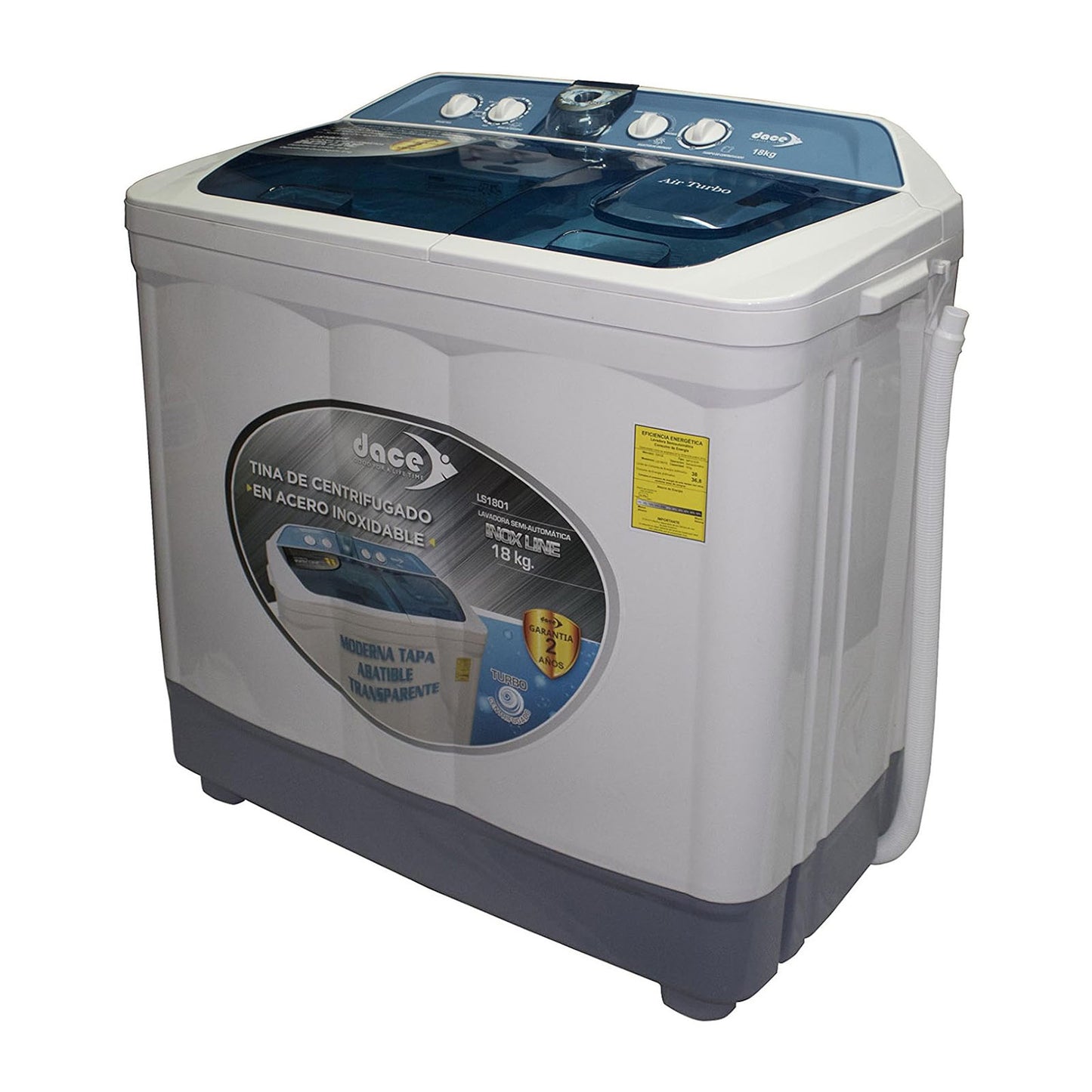 Lavadora Doble Tina Dace 18 Kilos Carga Superior Gris LS1801