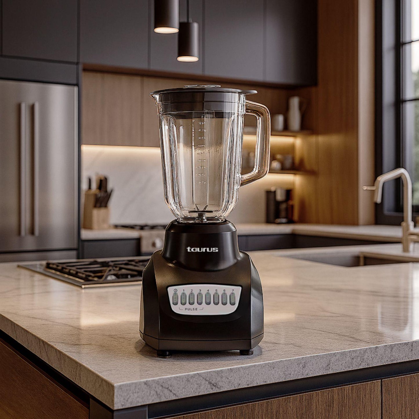 Licuadora Taurus Valencia Vaso de Vidrio 1.25 Litros Negra