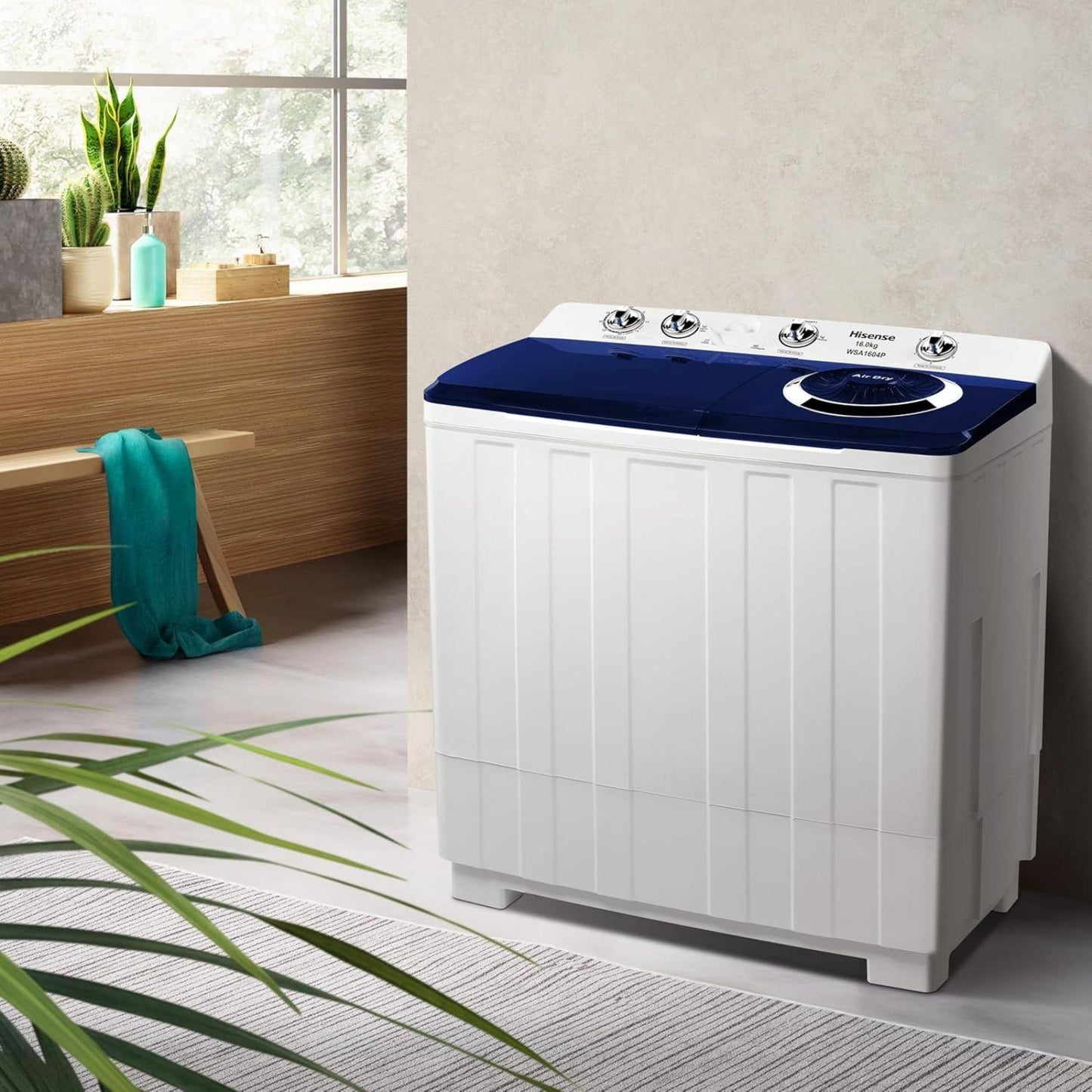 Lavadora Semiautomática Doble Tina Hisense 16 Kilos Blanco WSA1604P