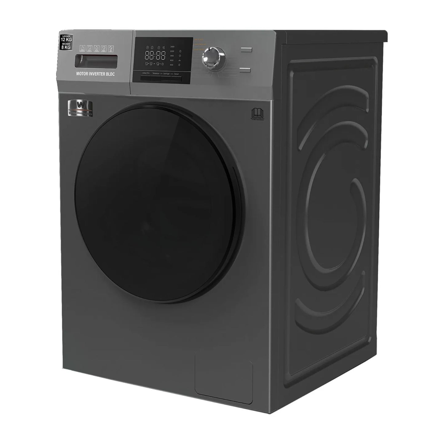 Lavasecadora White Westinghouse 12/8 Kilos Inverter Carga Frontal Gris WWCFL14303AWD