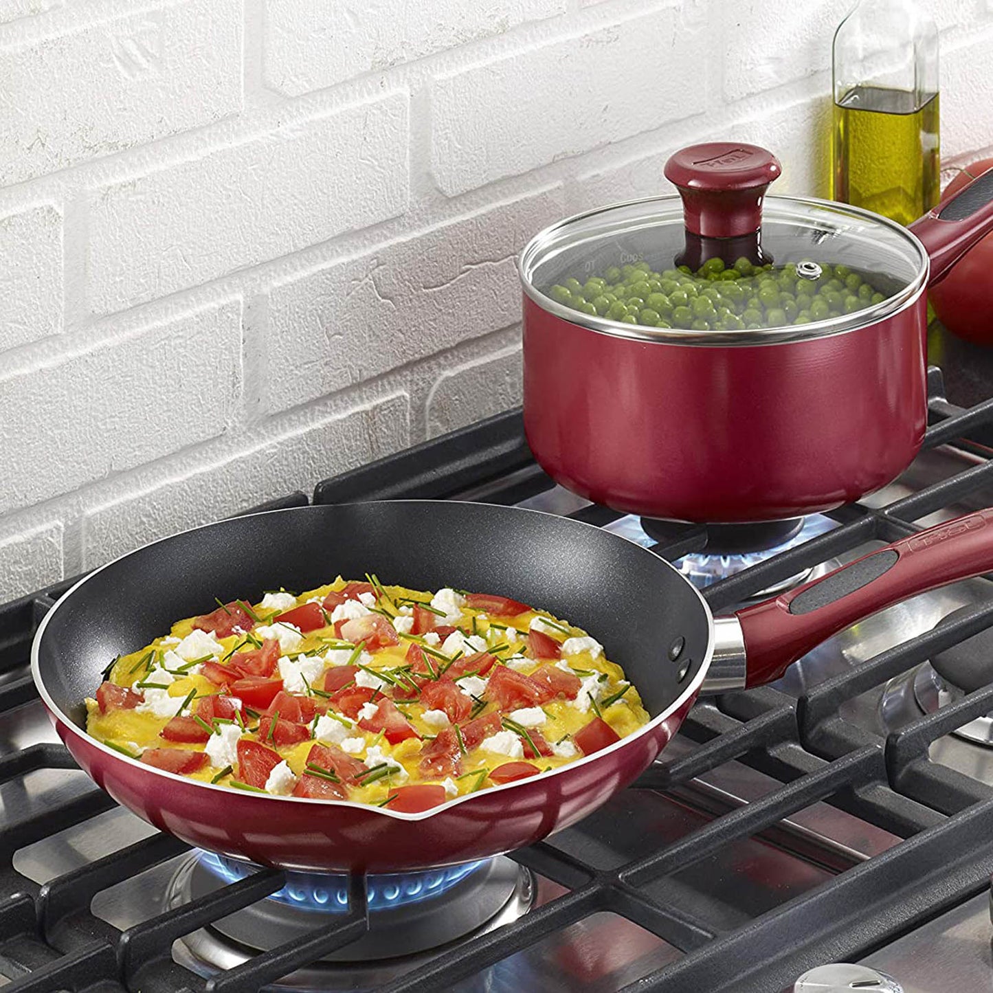 Bateria de cocina TFAL antiadherente indicador thermo spot B039SE64ROJA