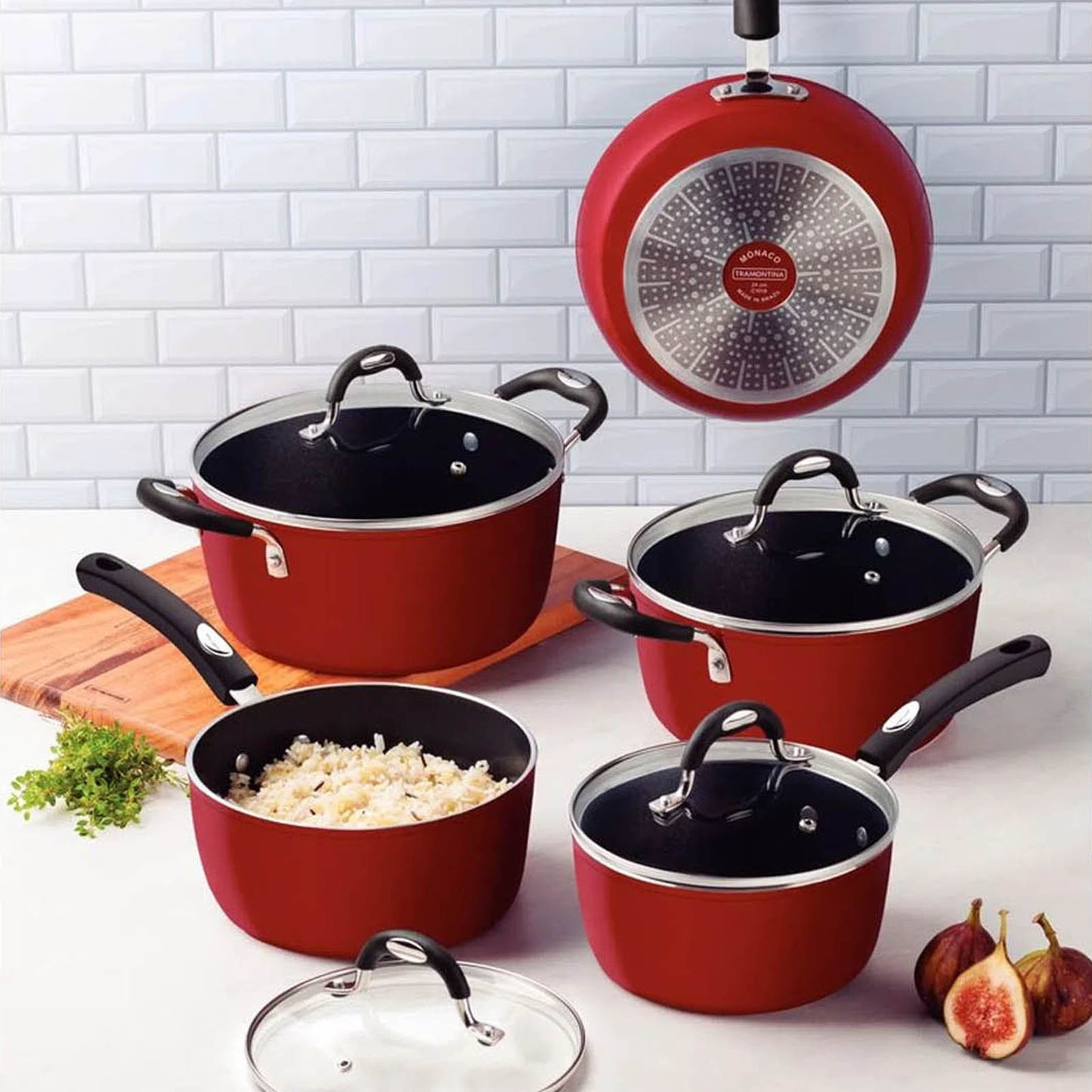 Batería de Cocina Tramontina Mónaco 5 Piezas Rojo 28799-702