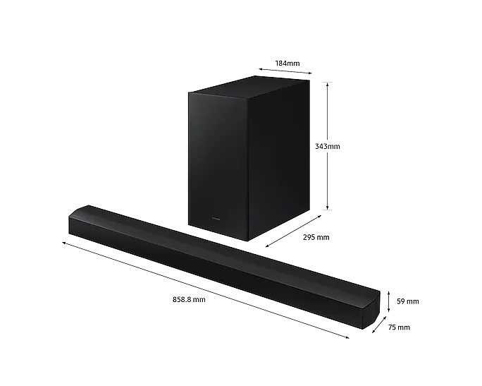 Barra de Sonido Samsung 2.1 Canales con Subwoofer Negro HW-B450