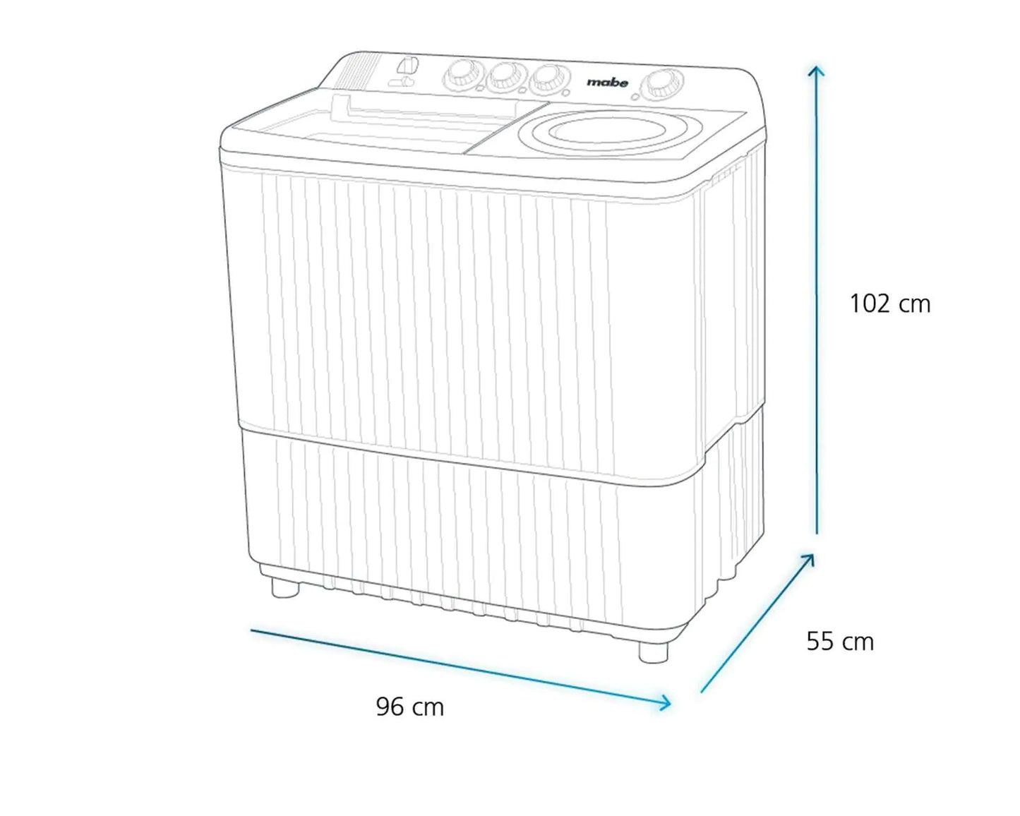 Lavadora Doble Tina Semiautomática 22 Kilos Mabe LMDX2224PBAB0