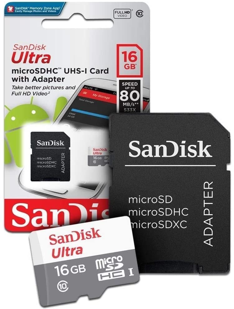 Tarjeta de memoria SanDisk Ultra con adaptador SD 16GB SDSQUNS-016G