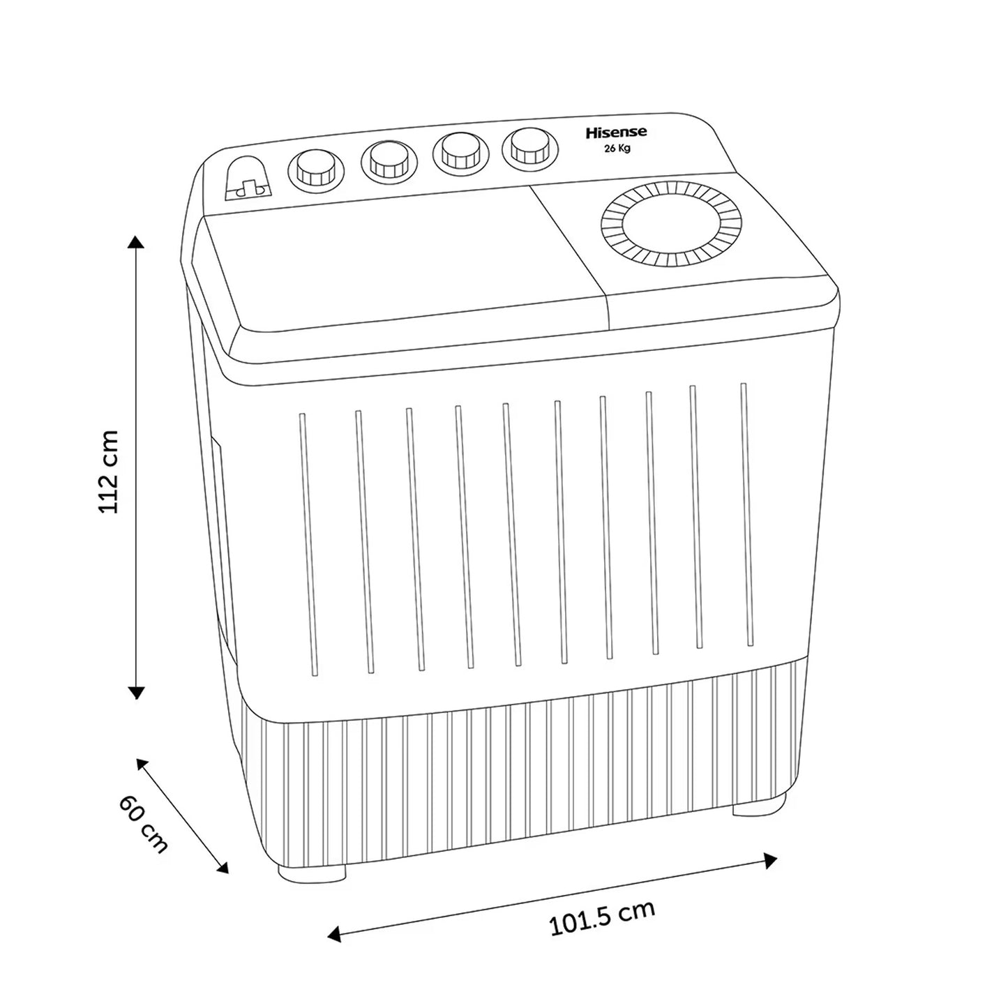 Lavadora Semiautomática Doble Tina 26 Kilos Hisense WSA2601PX