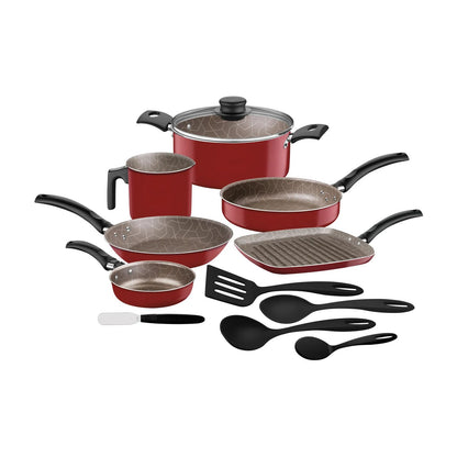 Batería de Cocina Tramontina Ankara 12 Piezas Roja 27899522