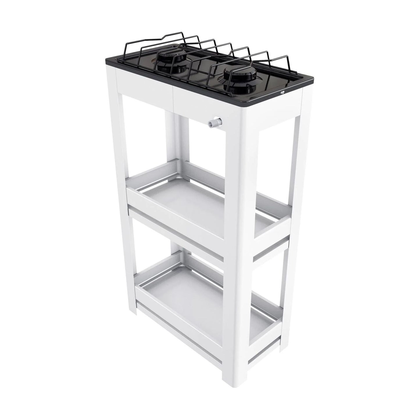 Parrilla de Gas con Estante Alfamex 2 Quemadores Blanca 403