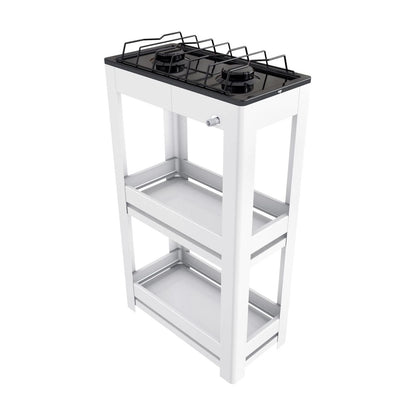 Parrilla de Gas con Estante Alfamex 2 Quemadores Blanca 403