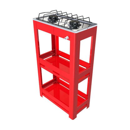 Parrilla de Gas con Estante Alfamex 2 Quemadores Roja 404