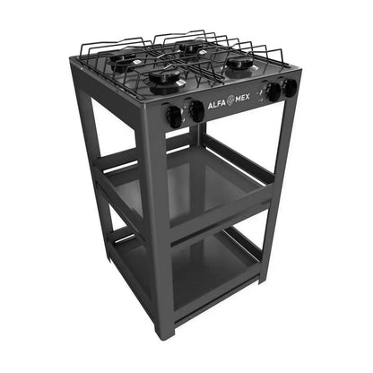 Parrilla de Estante Alfamex 4 Quemadores Negra 711