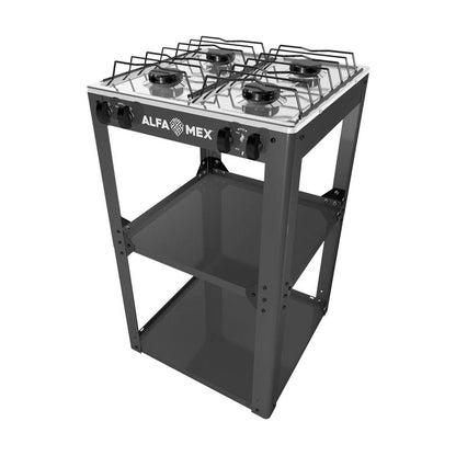 Parrilla de Estante Alfamex 4 Quemadores Negra 712