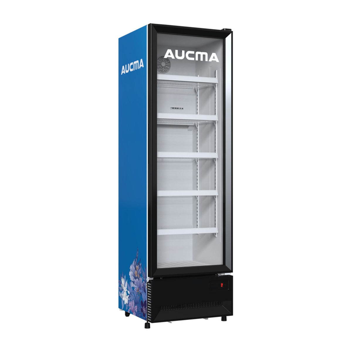 Refrigerador Vitrina Aucma 13 Pies Cúbicos Puerta de Vidrio Azul ACMUS360S5E
