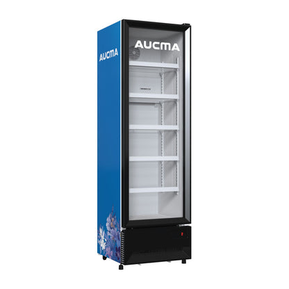 Refrigerador Vitrina Aucma 13 Pies Cúbicos Puerta de Vidrio Azul ACMUS360S5E