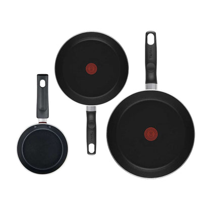 Juego de Sartenes T-fal 3 Piezas 12, 20 y 24 Centímetros Negro B2460084M23