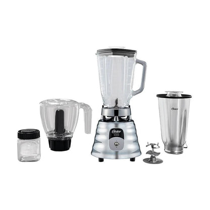Licuadora Clásica Oster Vaso de Vidrio 1.25 Litros Gris con Accesorios BLST4125