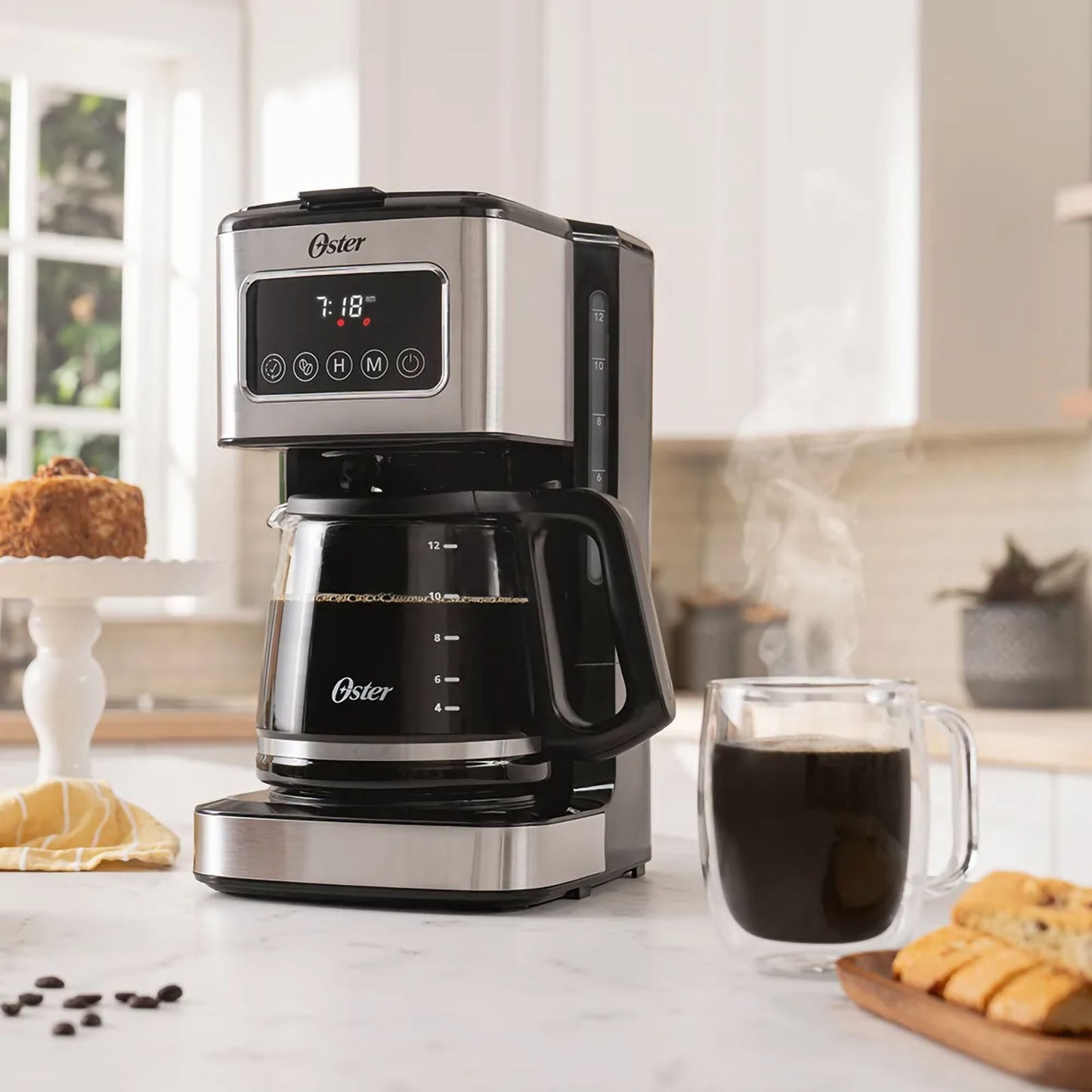 Cafetera Programable Oster Pantalla Táctil 1.5 Litros Gris BVSTDC4403