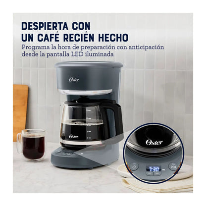 Cafetera Programable Oster 12 Tazas Gris BVSTDCP121M