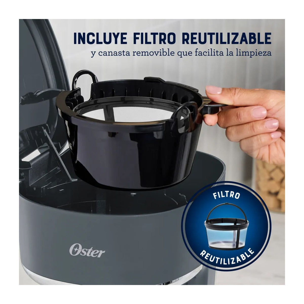 Cafetera Programable Oster 12 Tazas Gris BVSTDCP121M