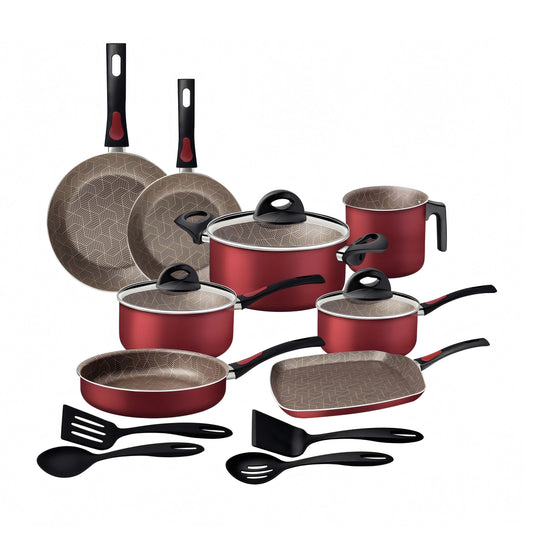 Batería de Cocina Tramontina 15 Piezas Roja 27899-441