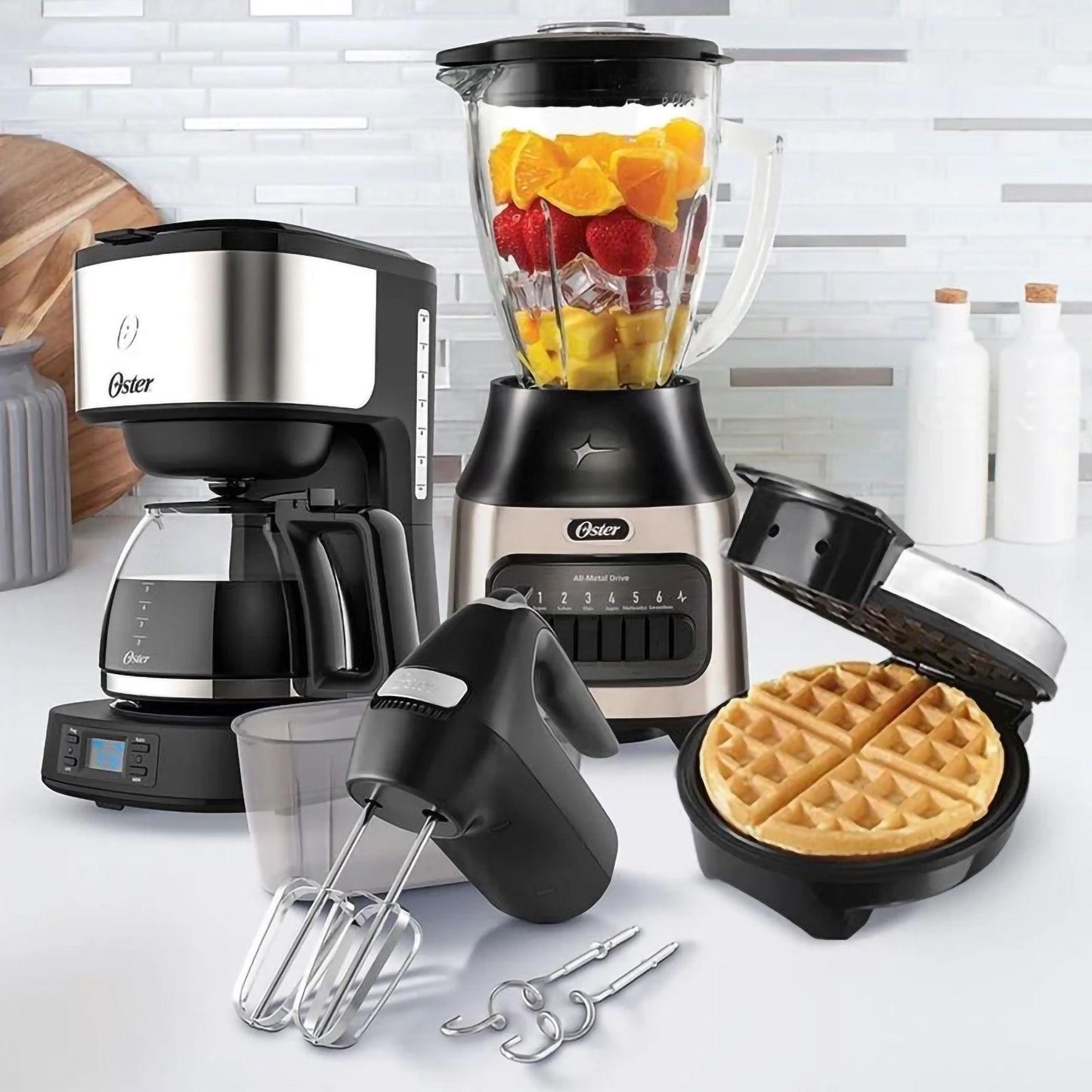 Combo Aniversario Oster Licuadora + Cafetera + Batidora + Waflera 2213667