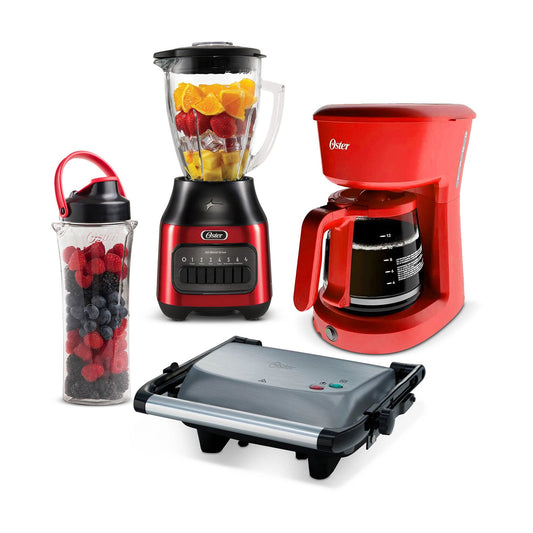 Combo Aniversario Oster Licuadora + Cafetera + Parrilla + Vaso Blend N Go