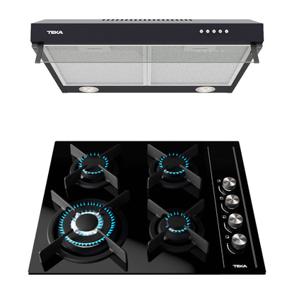 Combo Parrilla de Gas Empotrable + Campana Teka DUETTO CRYSTAL-60