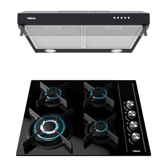 Combo Parrilla de Gas Empotrable + Campana Teka DUETTO CRYSTAL-60