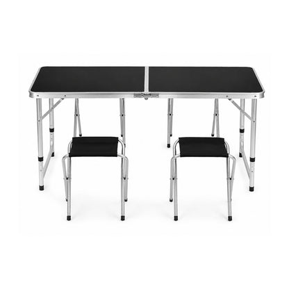 Mesa Plegable Cuory con 4 Bancos Negra CUOSH23NB4