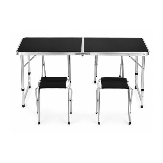 Mesa Plegable Cuory con 4 Bancos Negra CUOSH23NB4