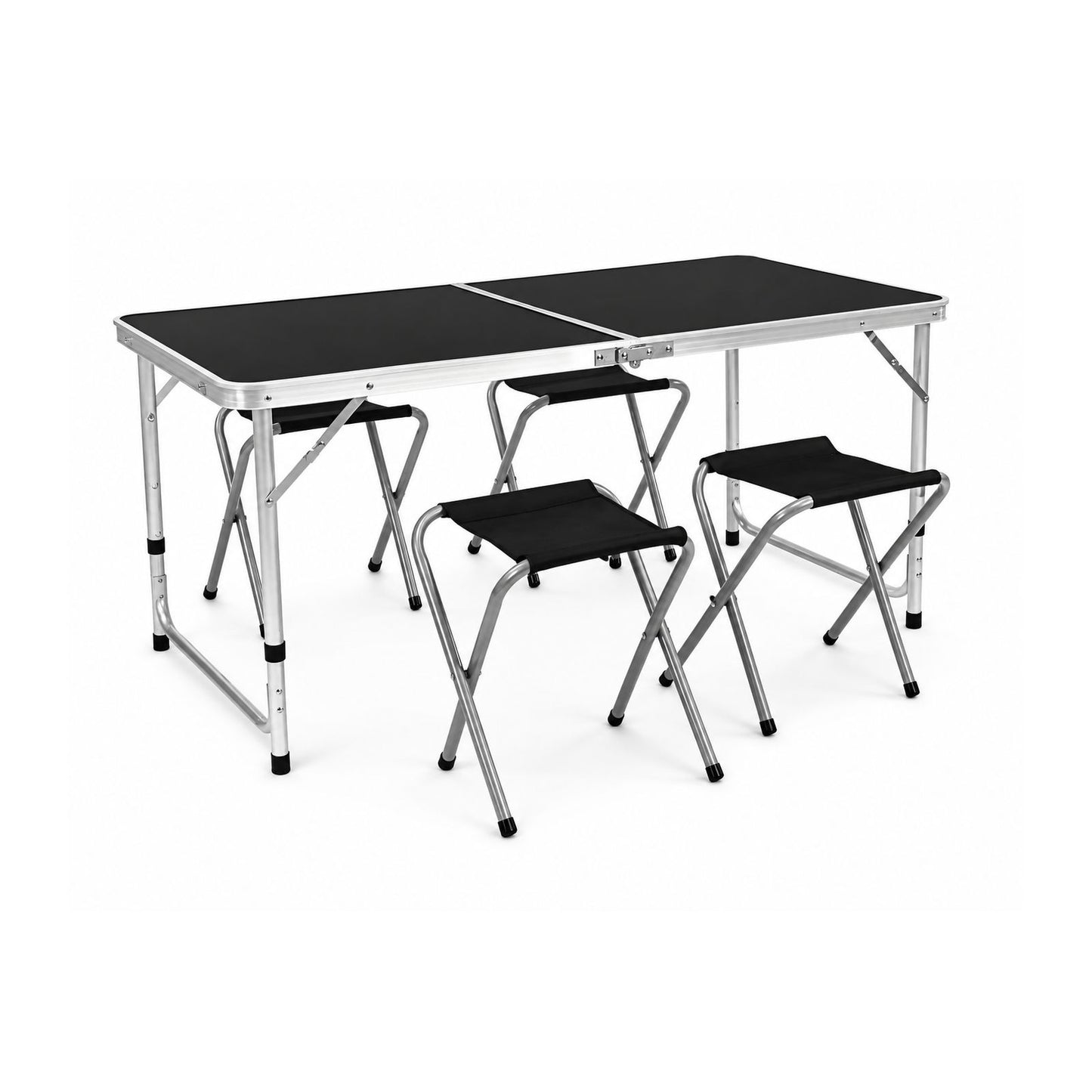 Mesa Plegable Cuory con 4 Bancos Negra CUOSH23NB4