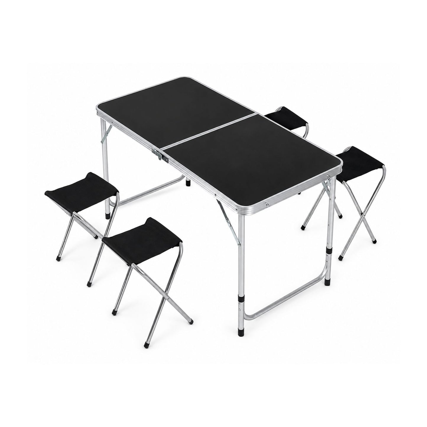 Mesa Plegable Cuory con 4 Bancos Negra CUOSH23NB4