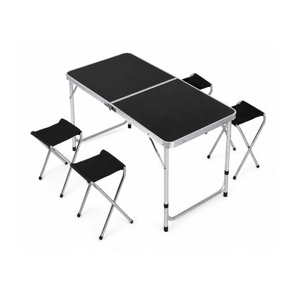 Mesa Plegable Cuory con 4 Bancos Negra CUOSH23NB4