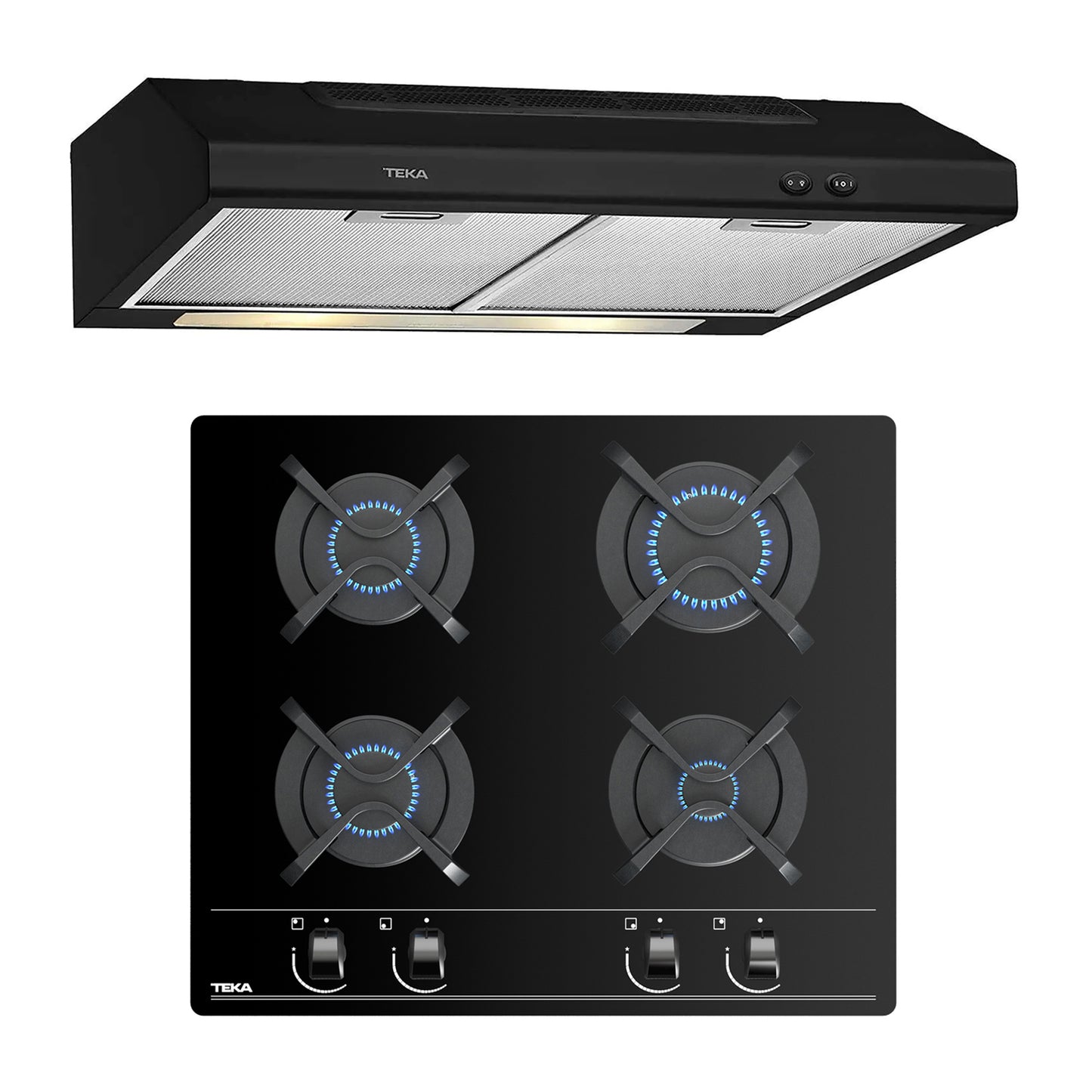 Combo Parrilla de Gas Empotrable + Campana Teka DUETTO CRYSTAL-60