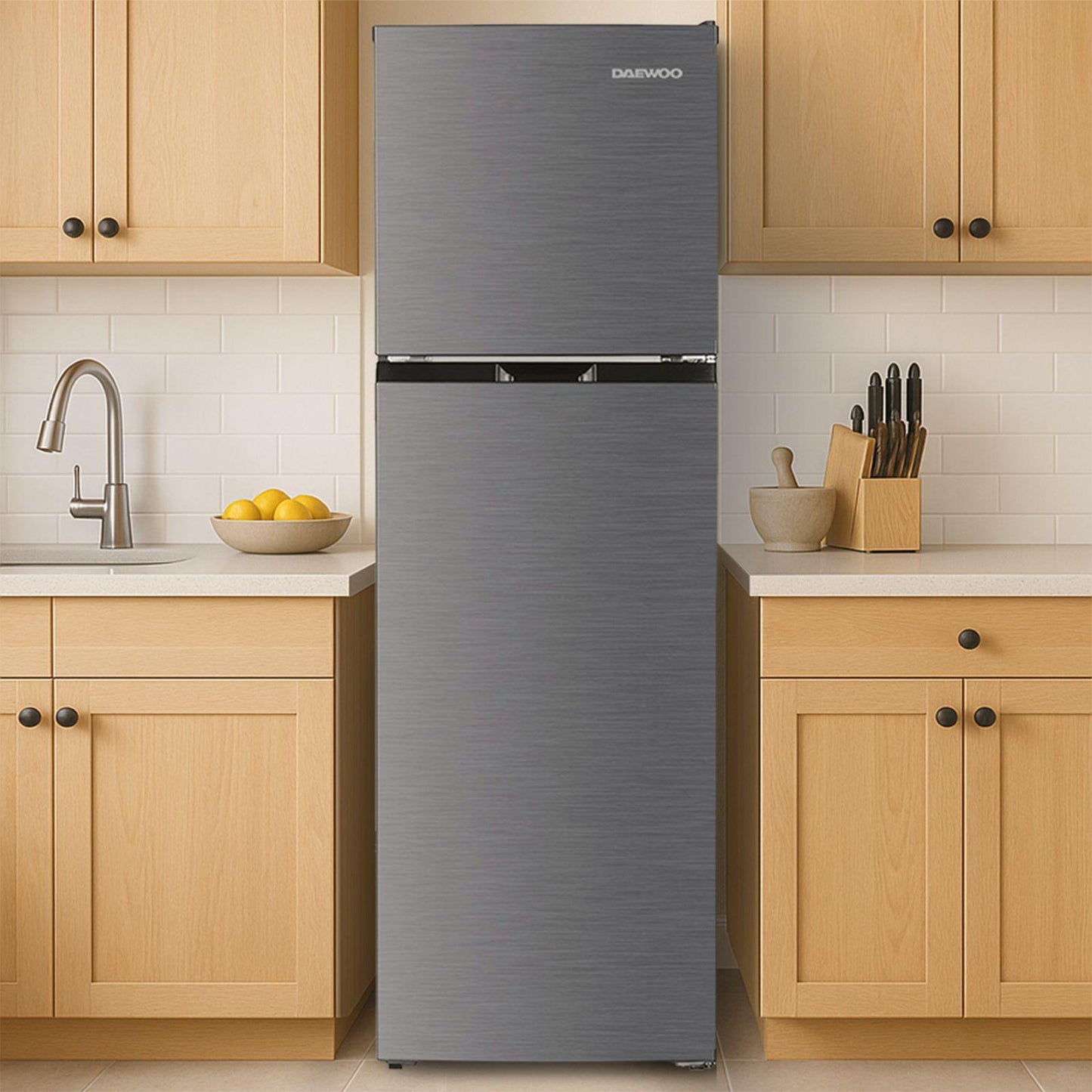 Refrigerador Inverter Daewoo 9 Pies Cúbicos Top Mount Gris DRT-0920HSBI