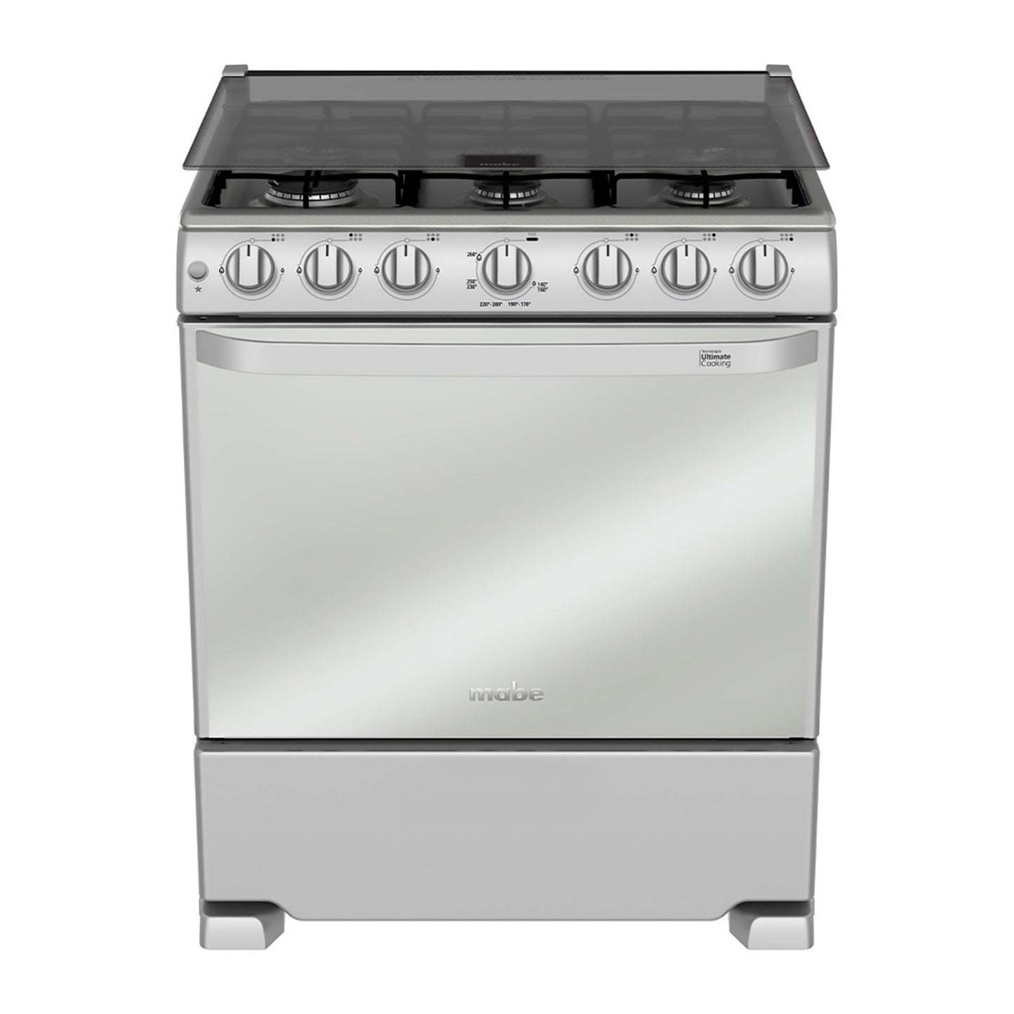 Estufa de piso Mabe76 cm (30")plata Mercury capelo de vidrio integrado WEM7643CAIS1