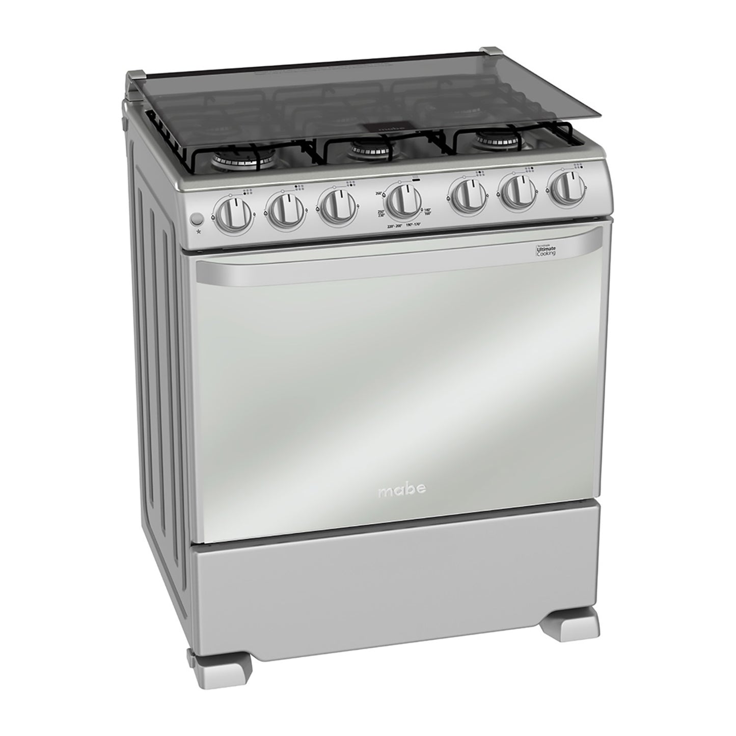 Estufa de piso Mabe76 cm (30")plata Mercury capelo de vidrio integrado WEM7643CAIS1