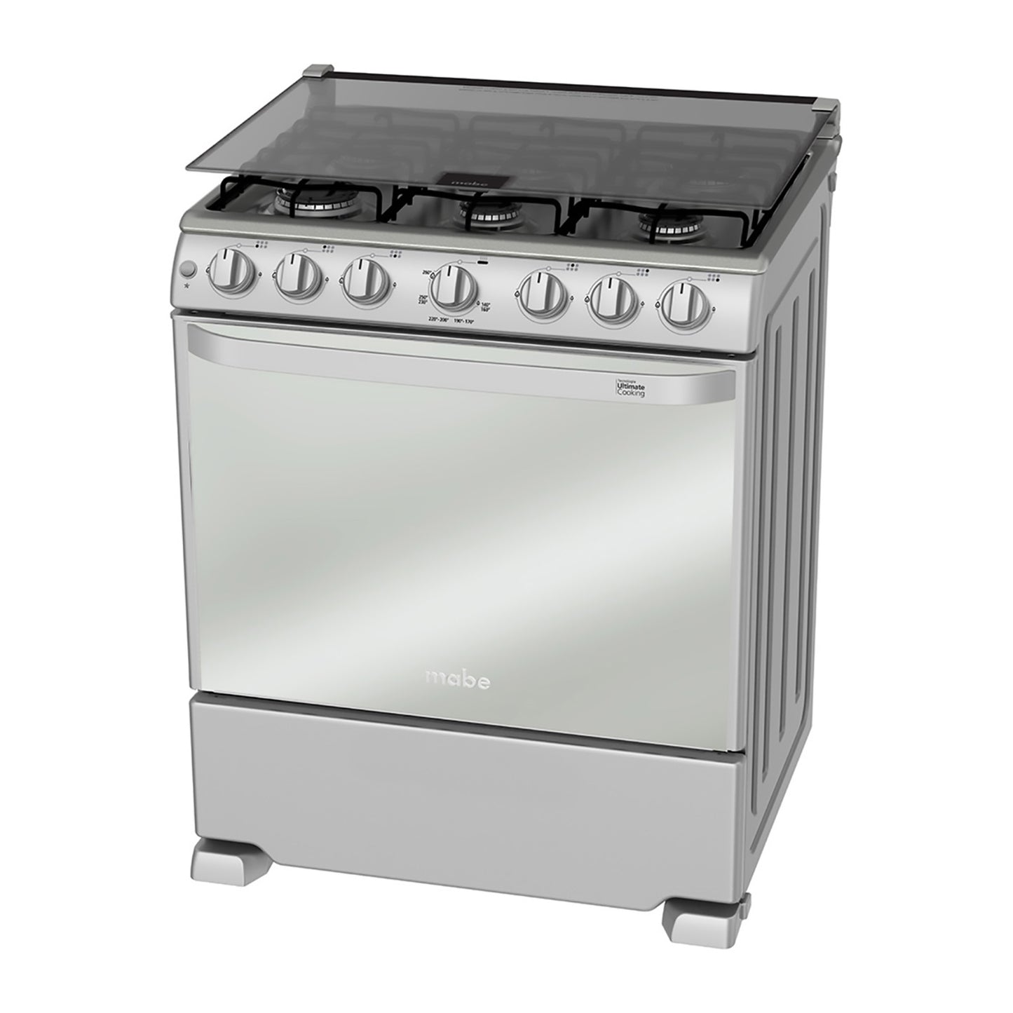 Estufa de piso Mabe76 cm (30")plata Mercury capelo de vidrio integrado WEM7643CAIS1